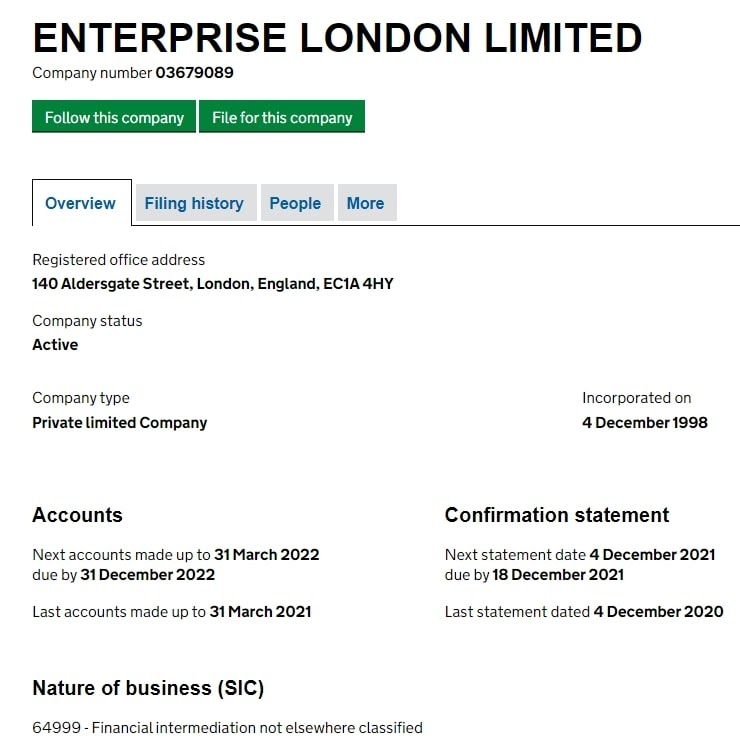 Брокер Enterprise London Limited: отзывы о финансовом агенте в 2021