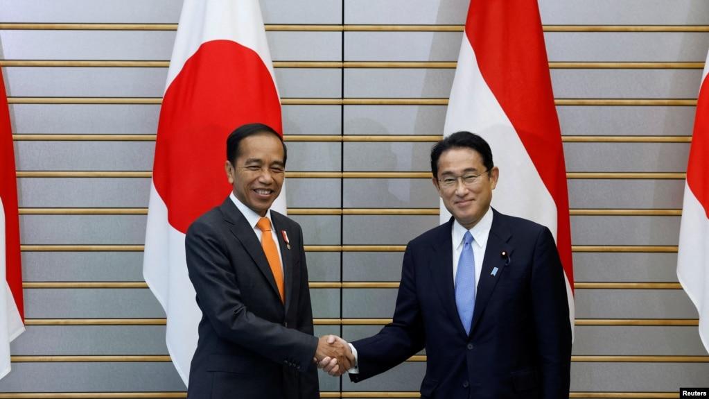 Thủ tướng Nhật Bản Fumio Kishida (phải) tiếp Tổng thống Indonesia Joko Widodo hôm 27/7/2022 tại Tokyo, Nhật.
