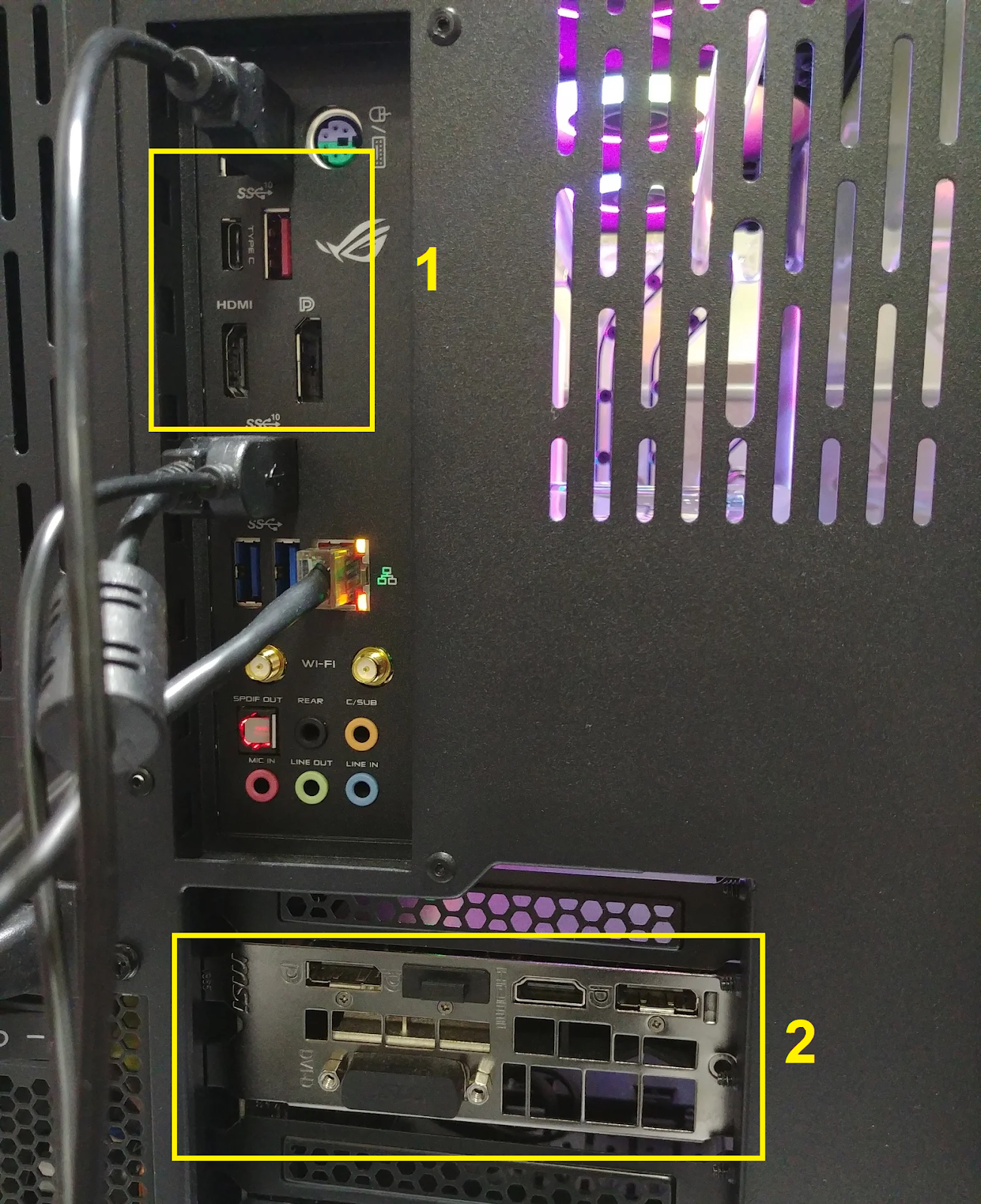 Ports on motherboard