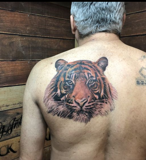 Tiger face Tattoo On Back