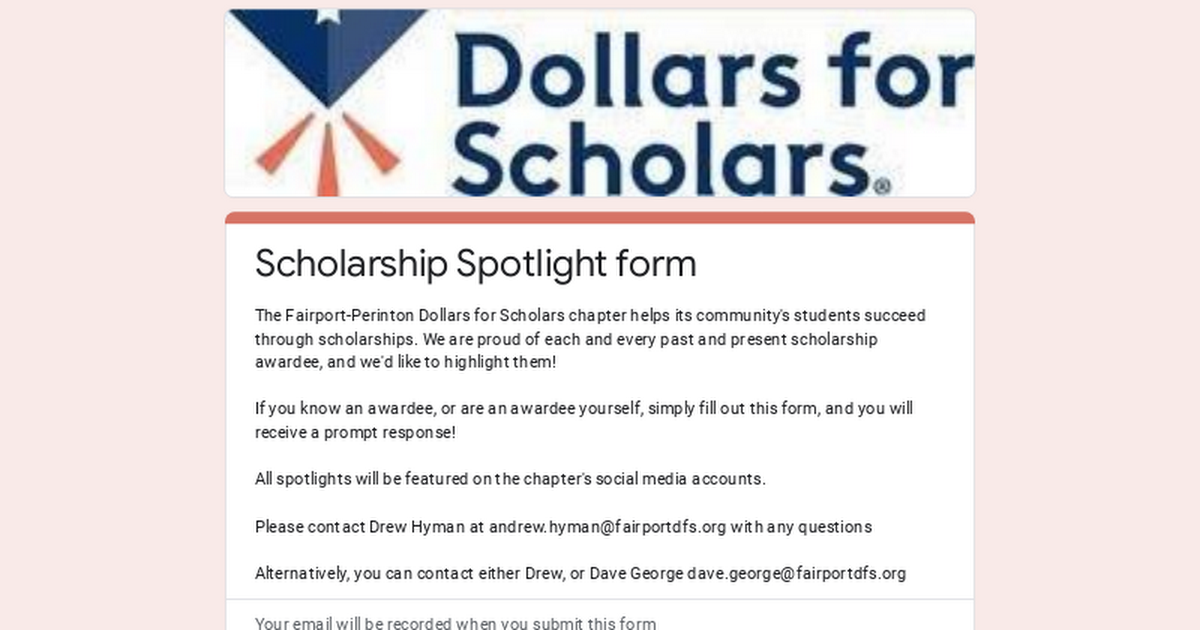 Scholarship Spotlight form