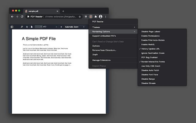 Extension chromée pour PDF