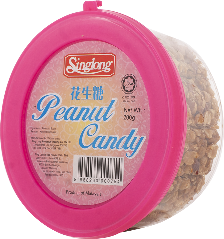 Sing long peanut candy in a pink packaging