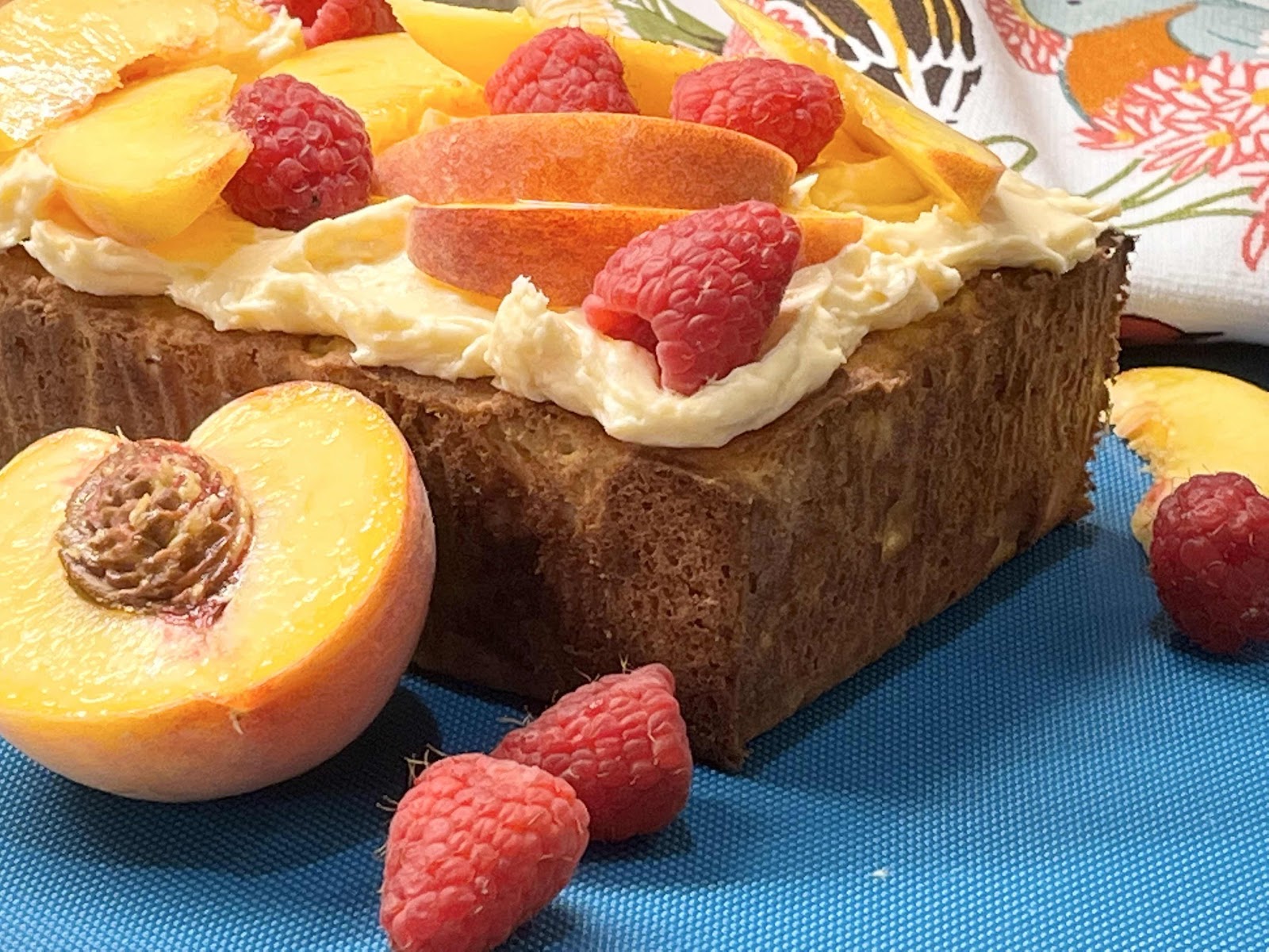 Keto Peach Melba Loaf Cake