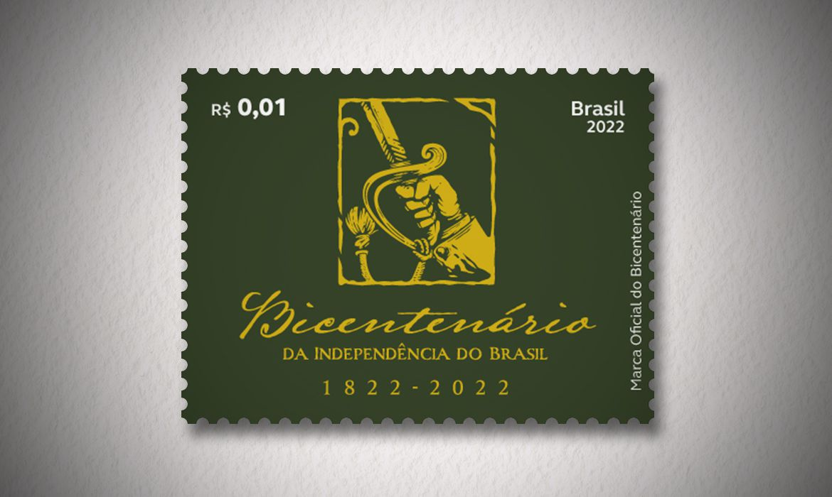 Imagem do selo comemorativo do Bicentenário da Independência.