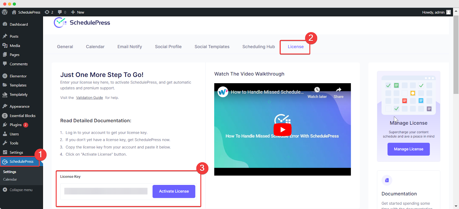 How To Activate SchedulePress Pro License Key? 2