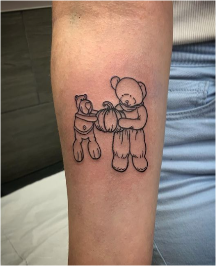 Childhood Bears And Pumpkin Tattoo
