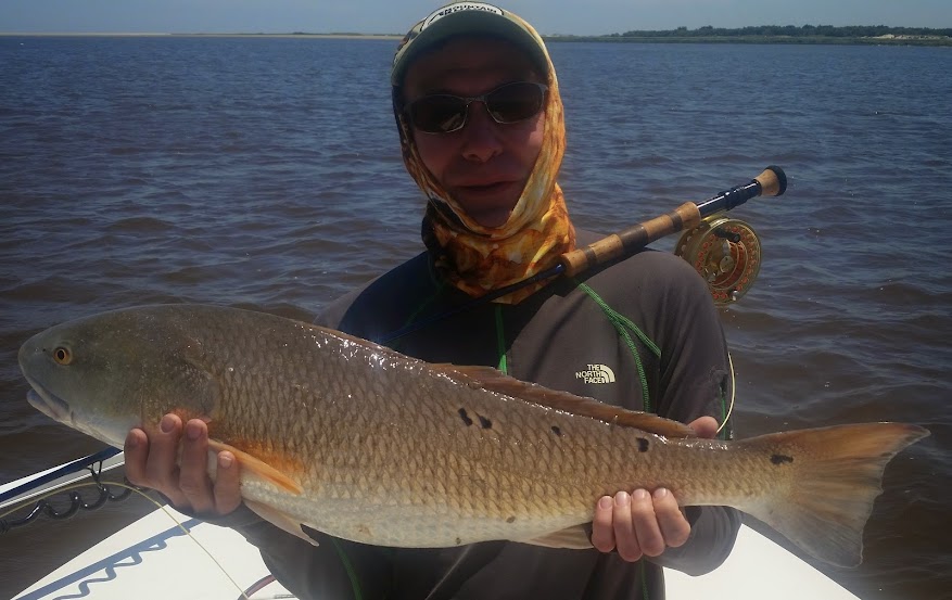 Huge Red fish on a fly Golden Isles Fly Fishing