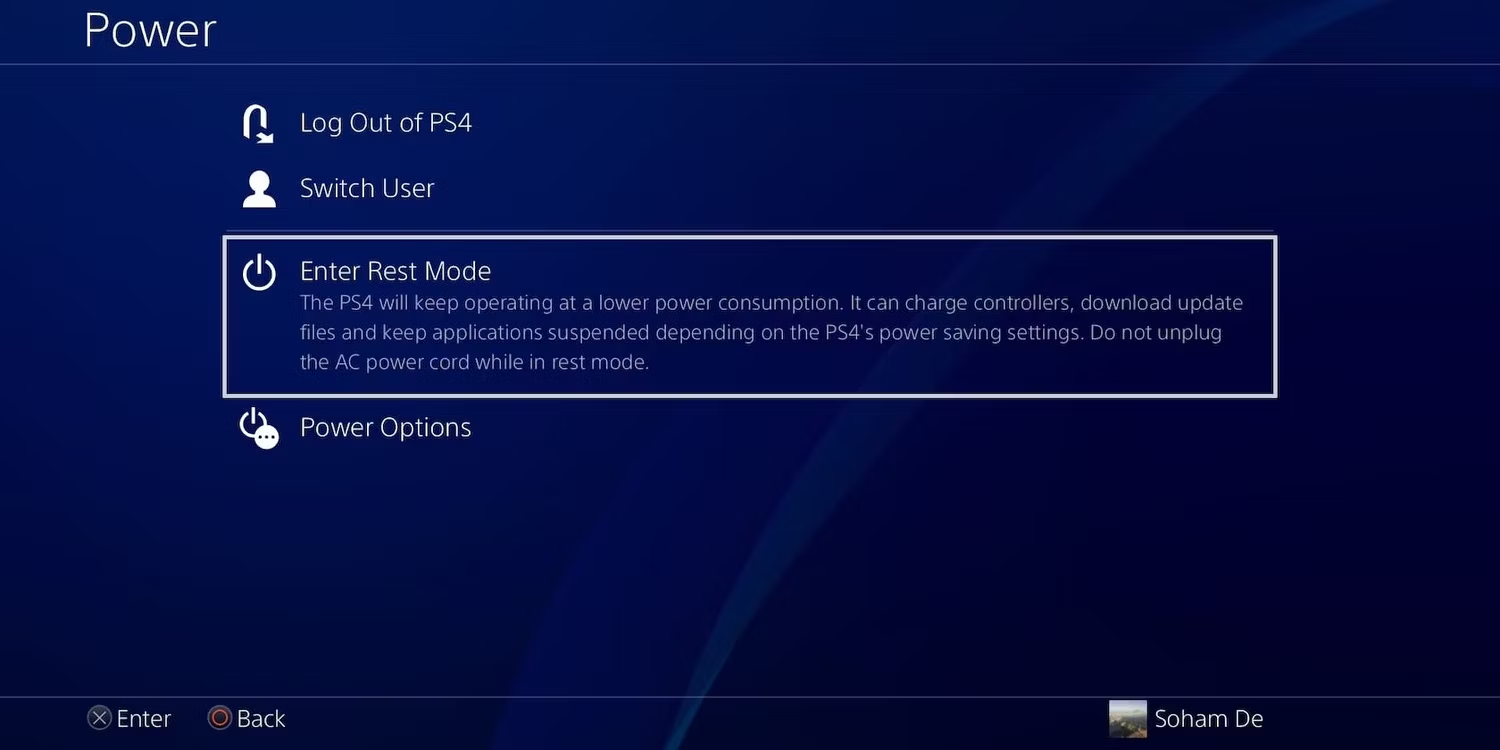 enter rest mode in PS4