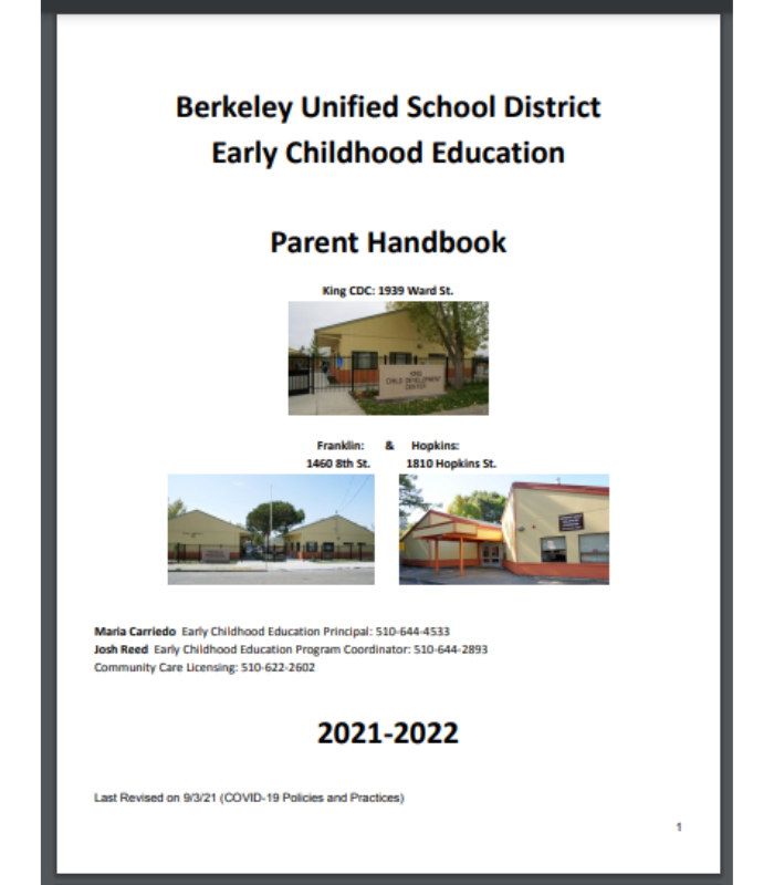 Berkeley Unified School District parent handbook