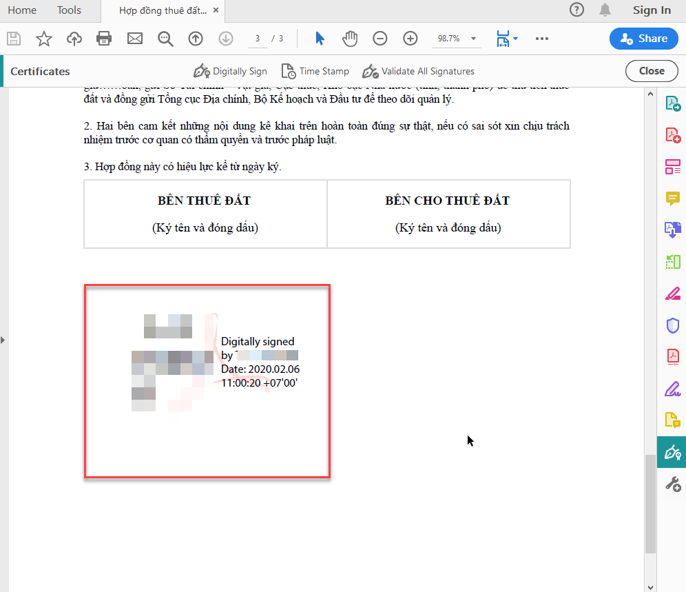 chữ ký số trên file PDF