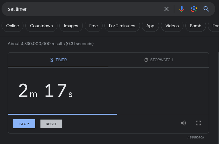 Set timer Google