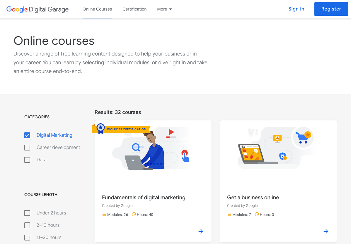 Google Online Marketing Courses