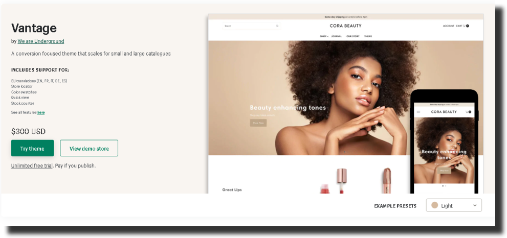 vantage shopify theme