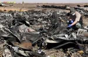 Military investigator from Russia stands near the debris …