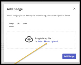 Screenshot of Add Badge page