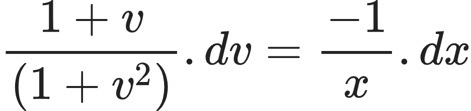 {"font":{"family":"Arial","size":10,"color":"#222222"},"code":"\\begin{align*}\n{\\frac{1+v}{\\left(1+v^{2}\\right)}.dv}&={\\frac{-1}{x}.dx}\t\n\\end{align*}","type":"align*","id":"19-1-0","ts":1604226202062,"cs":"0X/gDYrV3yf9wca6FSTYVg==","size":{"width":156,"height":36}}