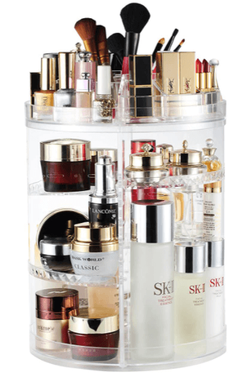 rotating adjustable cosmetic storage display case