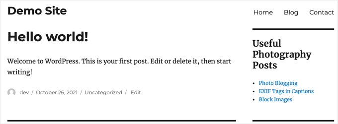 Postagens em destaque no widget de parágrafo da barra lateral do WordPress