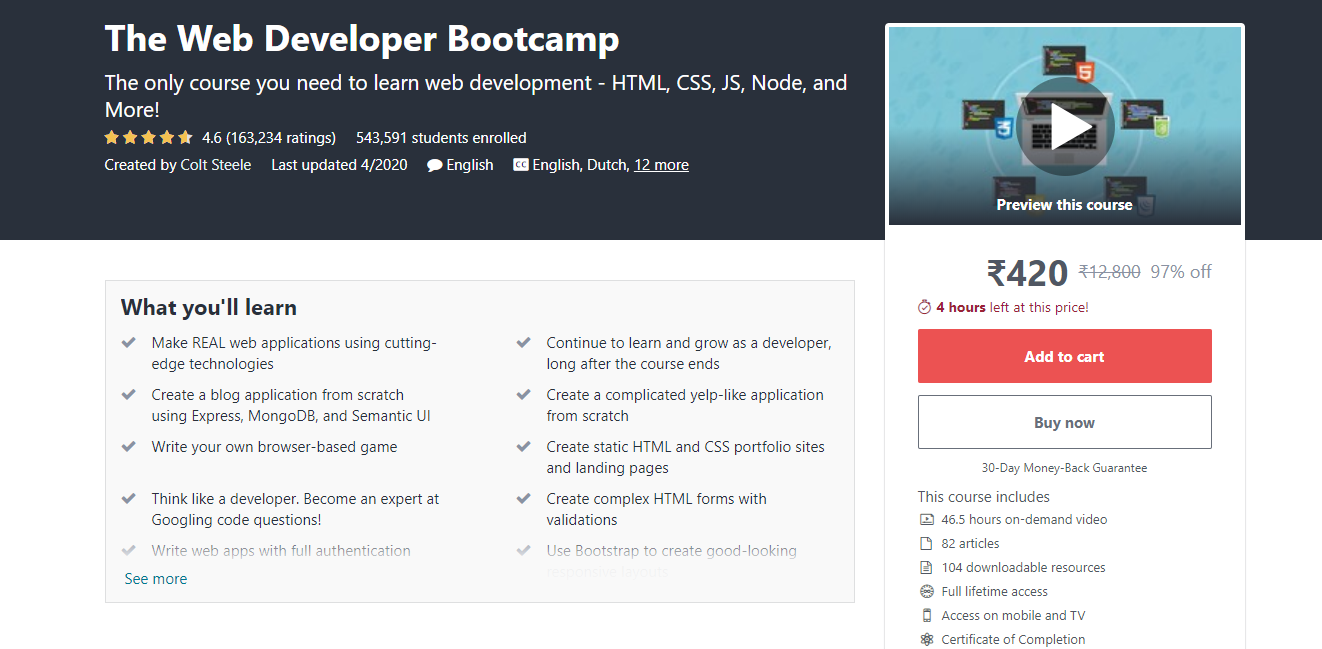 The Web Developer Bootcamp