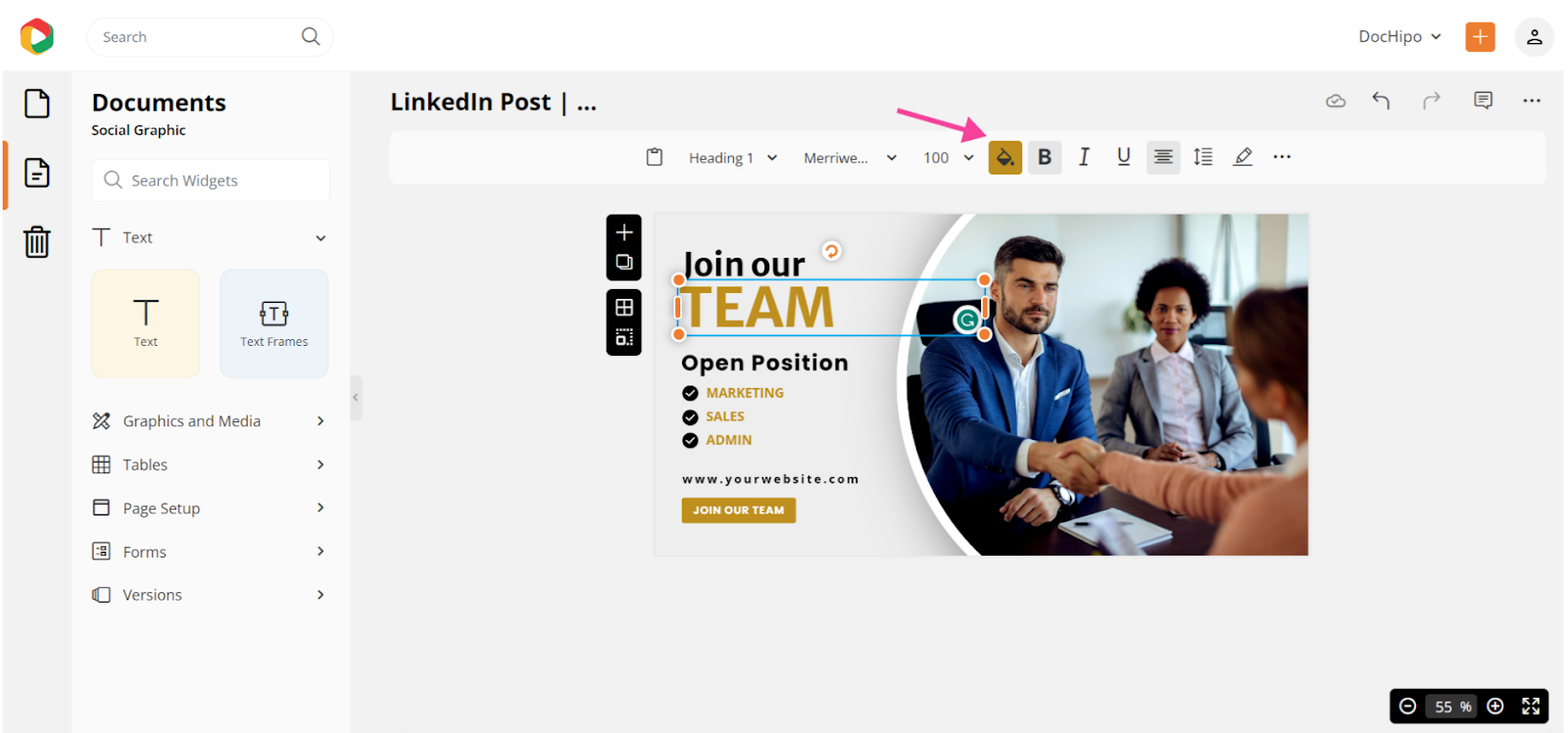 Change text color in LinkedIn post template 