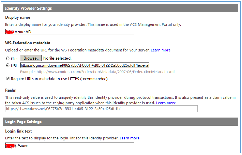 Identity Provider Settings