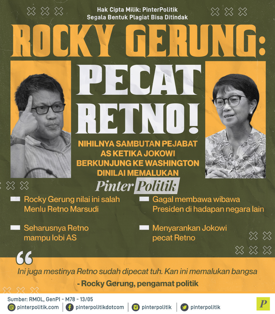 Rocky Gerung Jokowi Pecat Retno