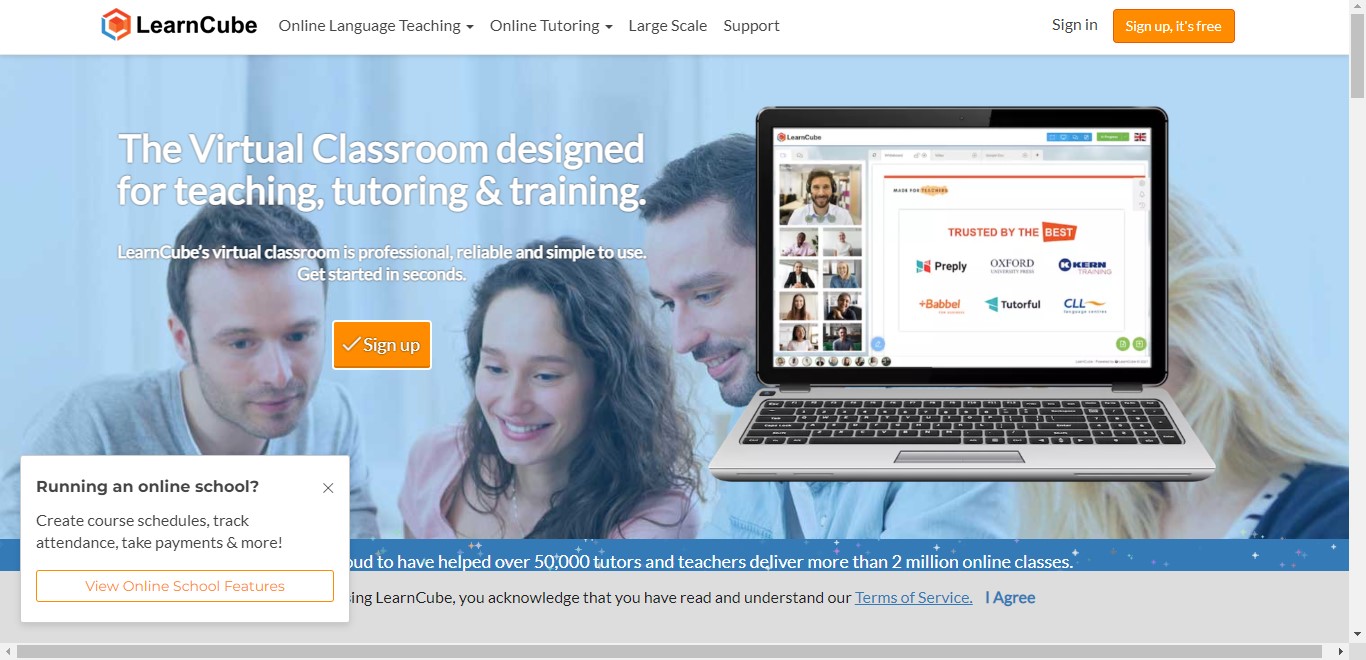 LearnCube landing page