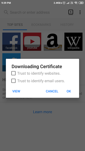 Firefox certificate download