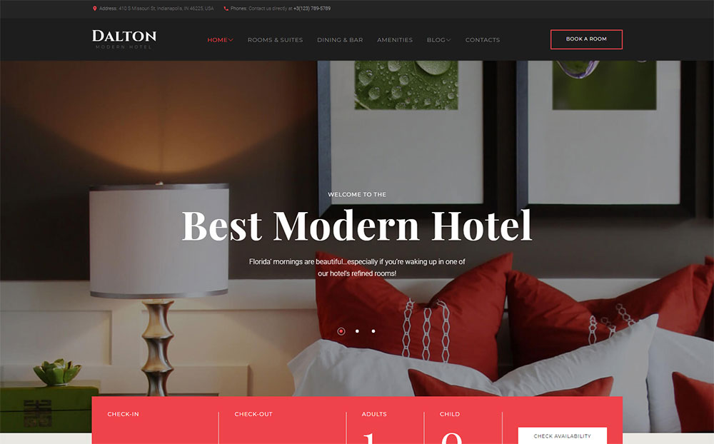 Tema moderno de WordPress para hoteles