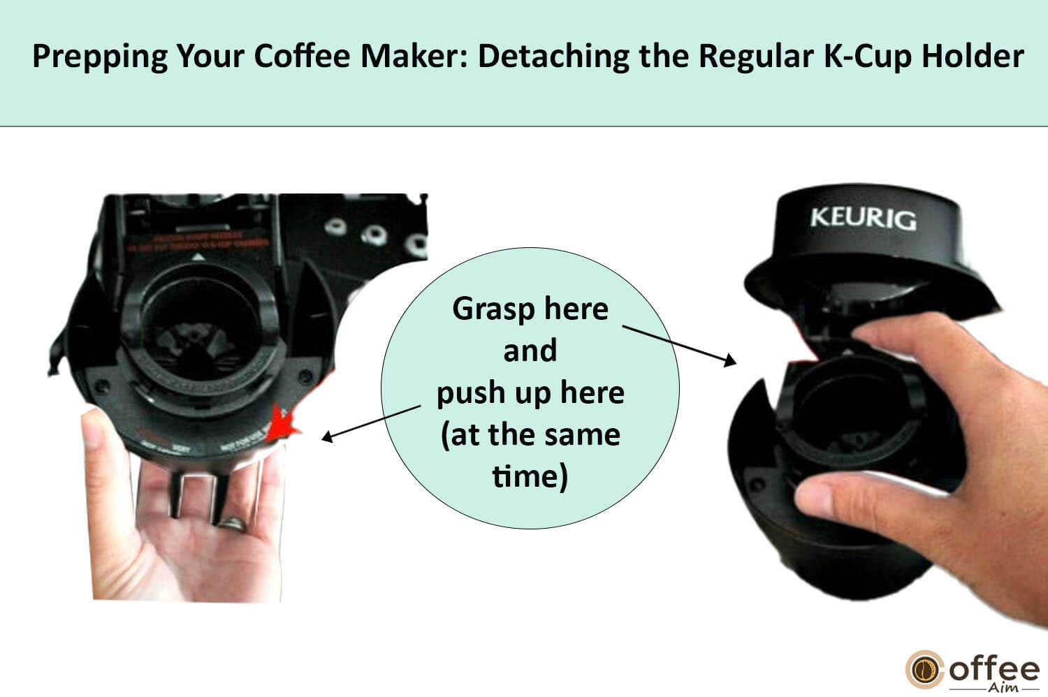 In this image, I elucidate the how to remove the regular k cup holder.