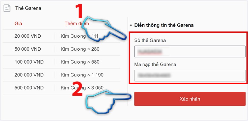 Nhập số thẻ và xác nhận giao dịch