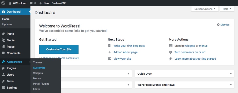 Link do personalizador ao vivo do WordPress