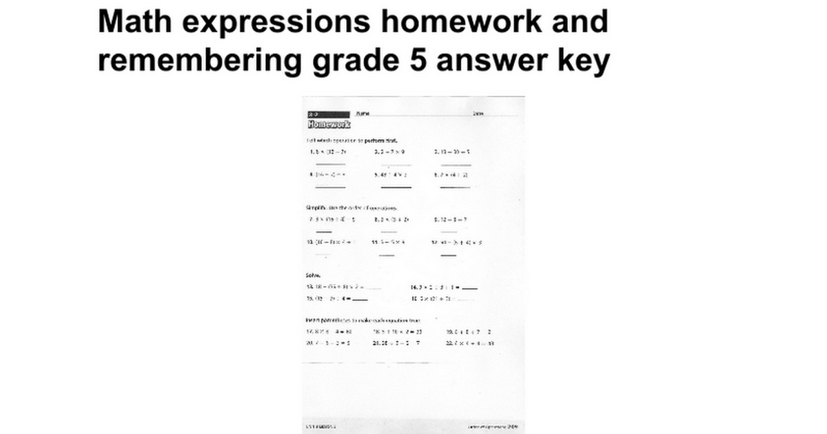 math homework and remembering grade 5