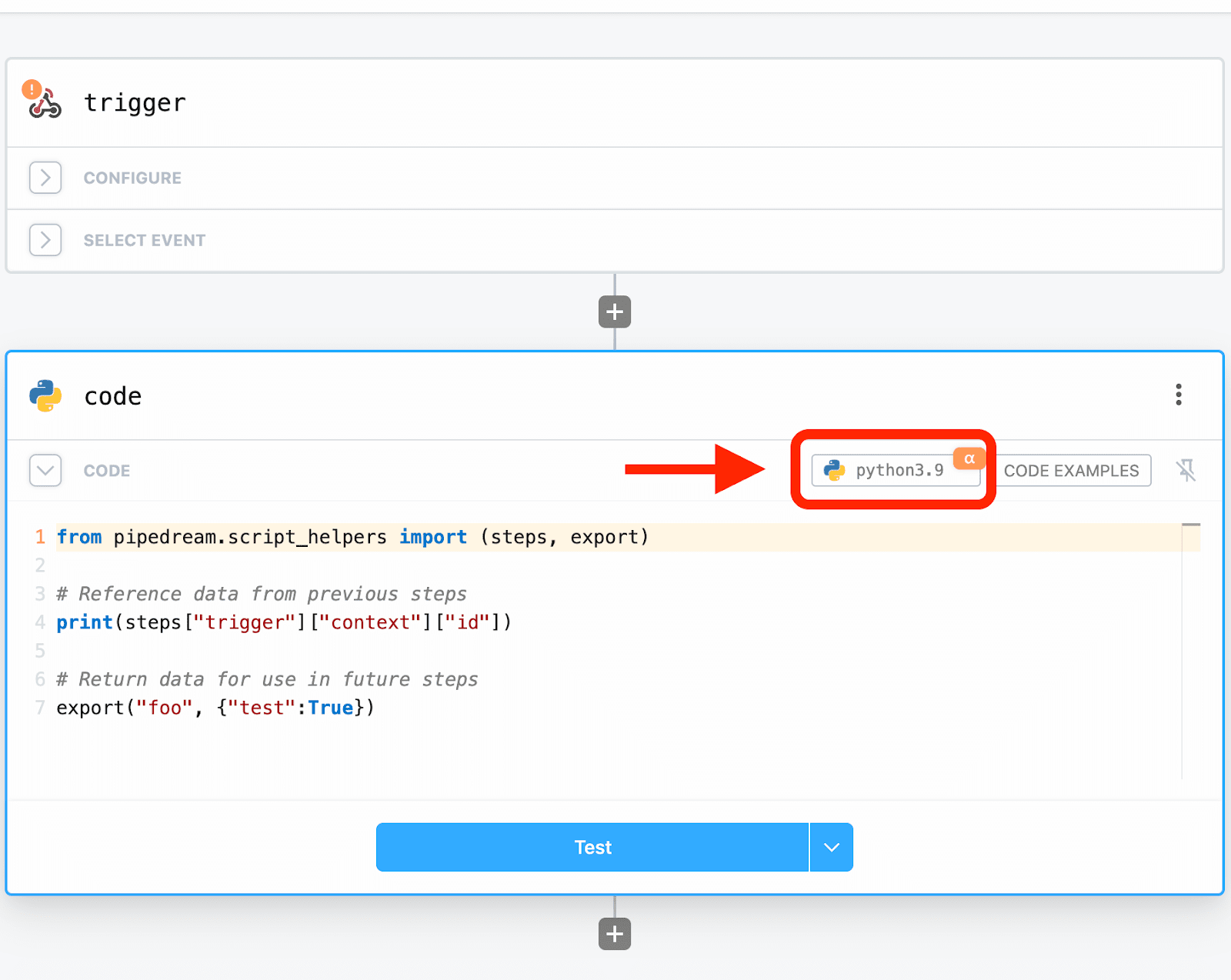 Adding a Python code step