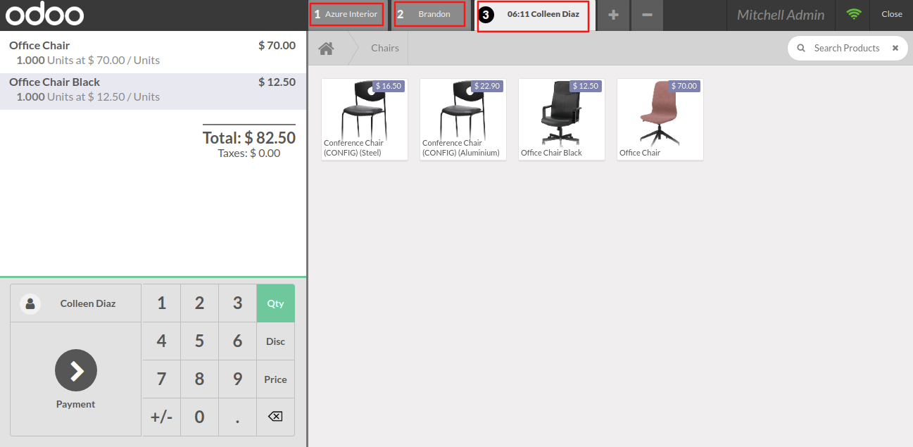 On every Order Selector button, the customer name will be displayed using the Odoo POS Manage Order Selector module.