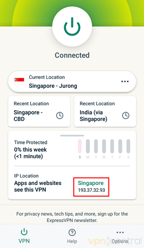 expressvpn connected to singapore server