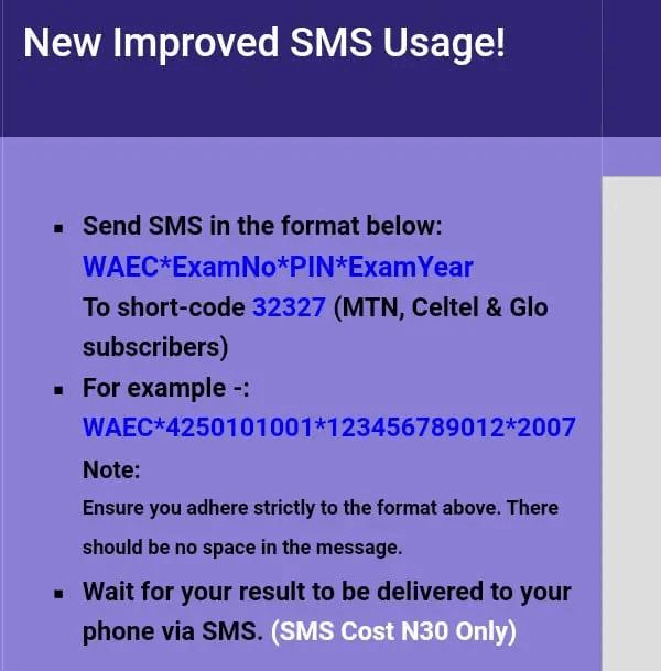 how to check waec result with sms