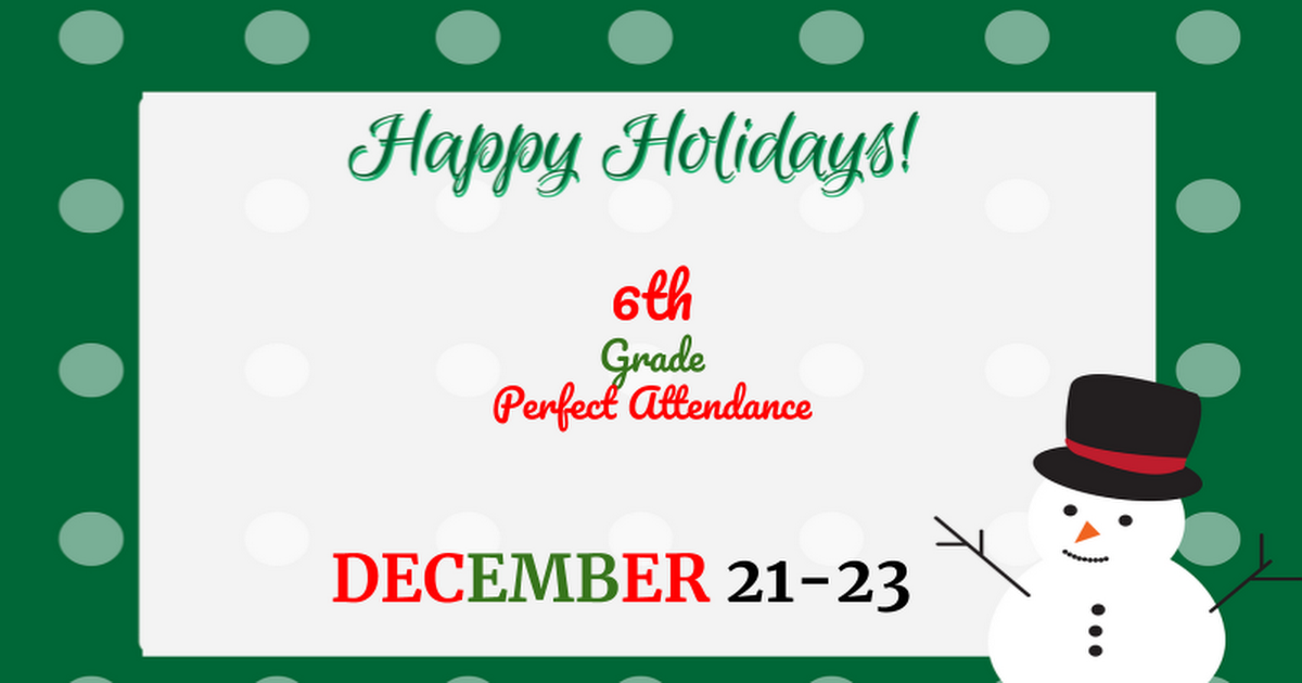 December 21-23 6th Grade