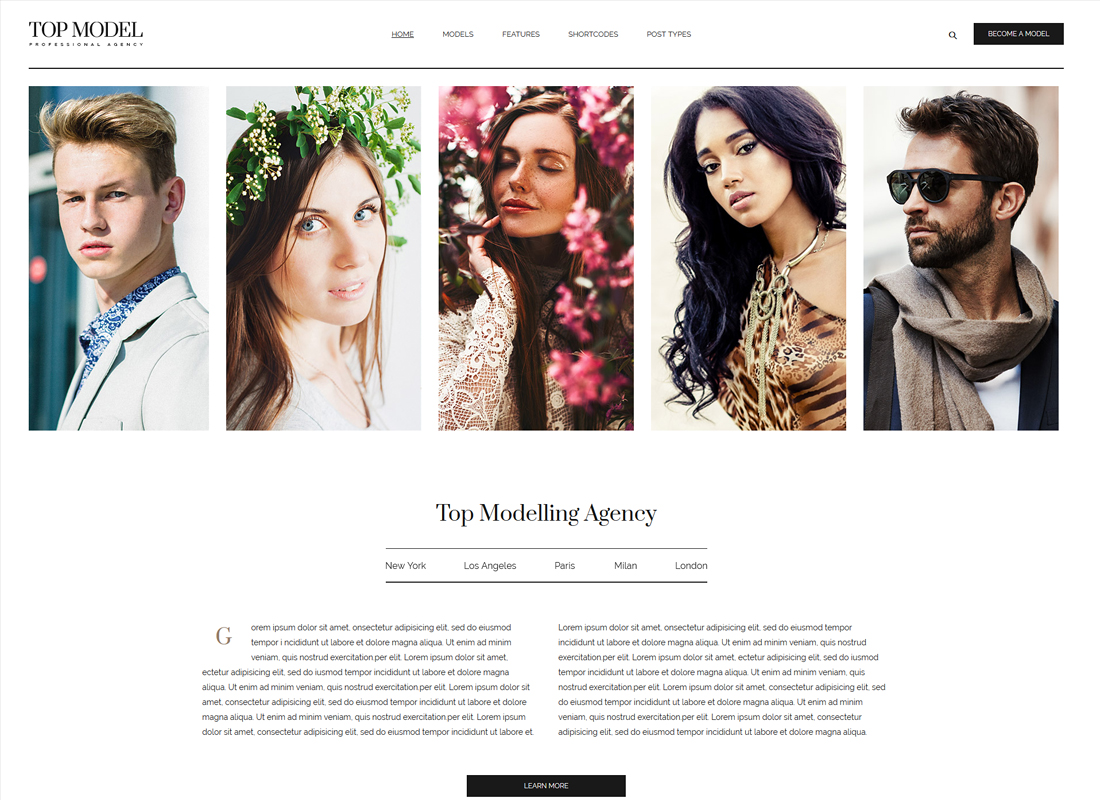 Top Model - Tema de WordPress para agencia de modelos de moda