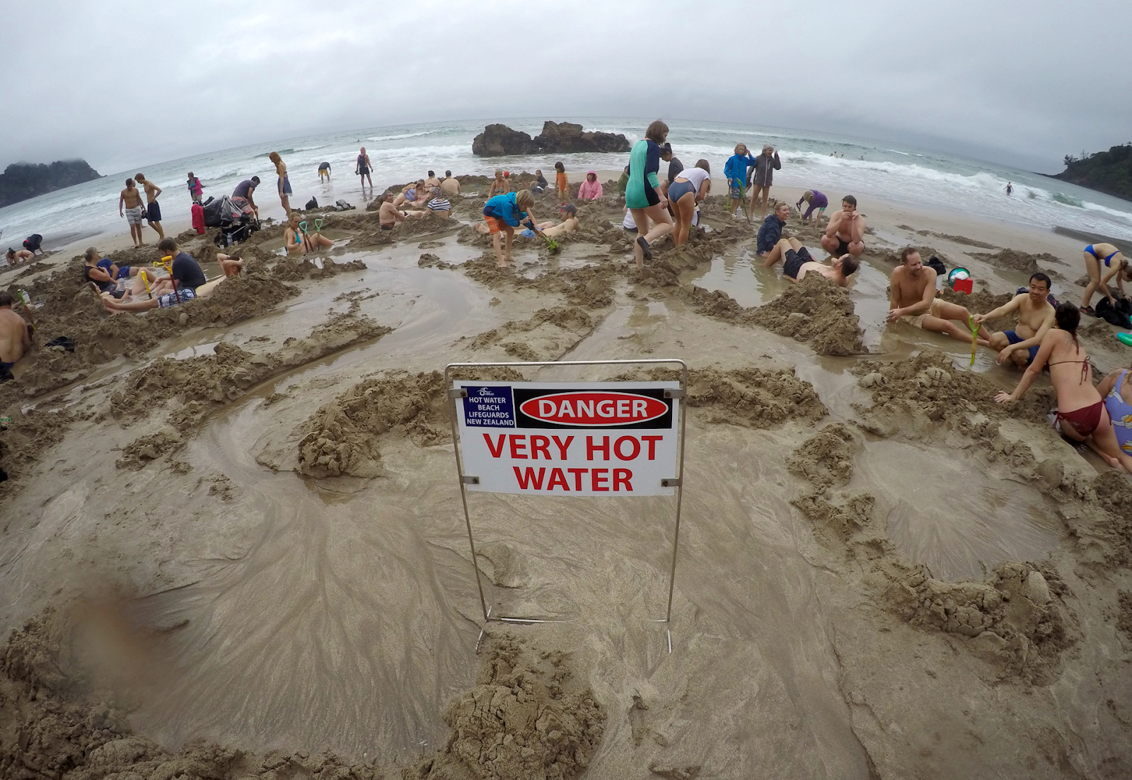 Dig yourself a natural spa bath at Coromandel's famous Hot Water Beach