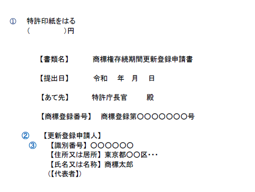 商標権存続期間更新登録申請書の様式