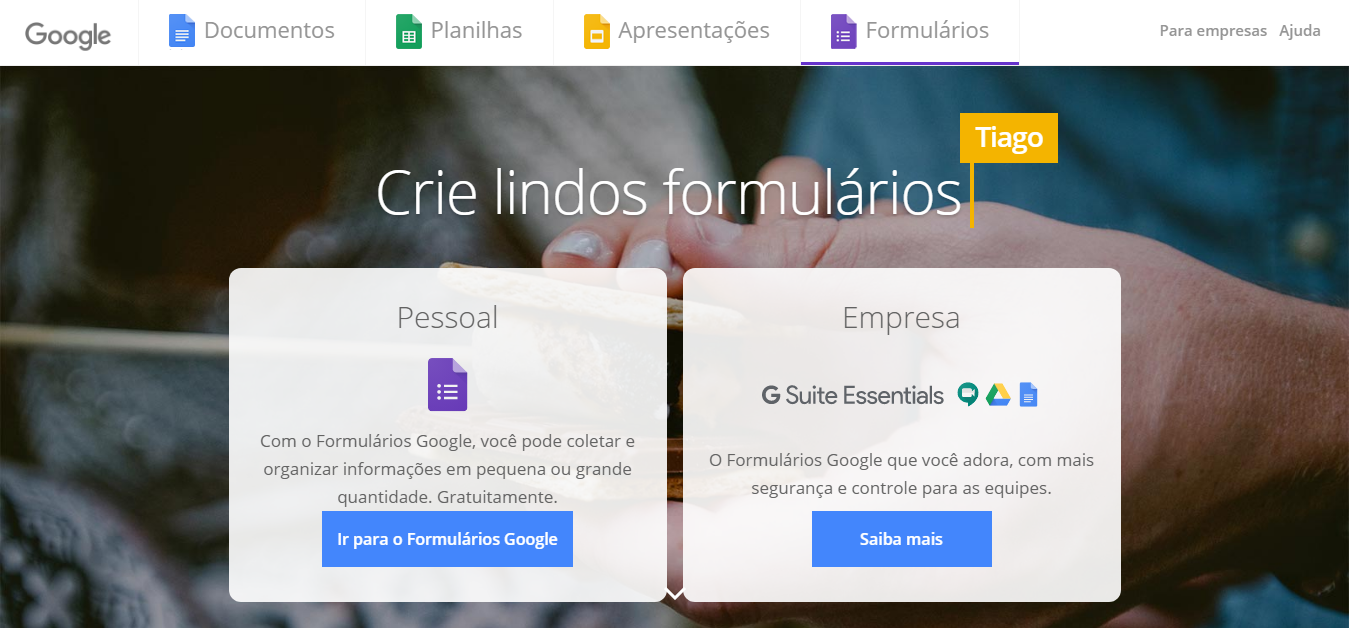 google formulário para persona