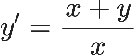 {"id":"2-1-0","font":{"family":"Arial","color":"#222222","size":10},"type":"align*","code":"\\begin{align*}\n{y^{\\prime }}&={\\frac{x+y}{x}}\t\n\\end{align*}","ts":1603968296027,"cs":"5a8C0Msmd5qrPEVkkmzHqw==","size":{"width":76,"height":30}}