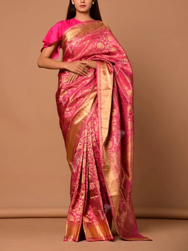 Pink Banarasi Silk Handloom Saree 