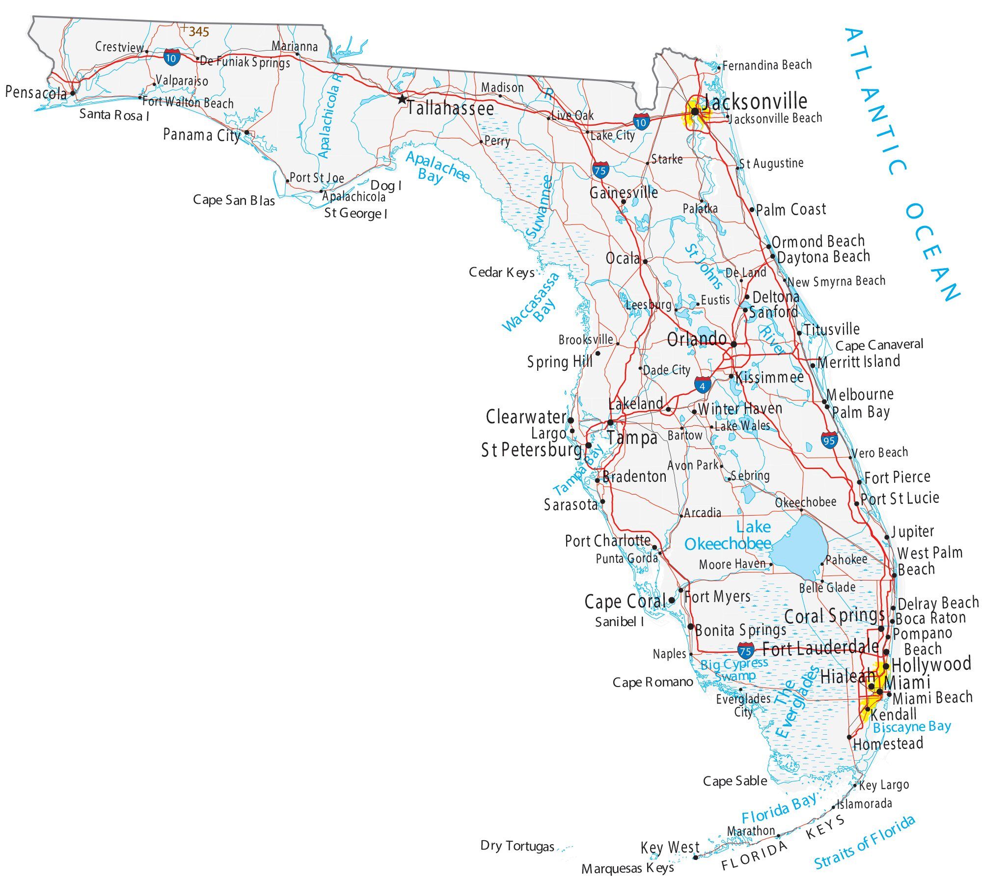 Mapas de Florida para imprimir