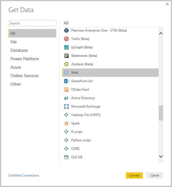 Power BI: obtener datos