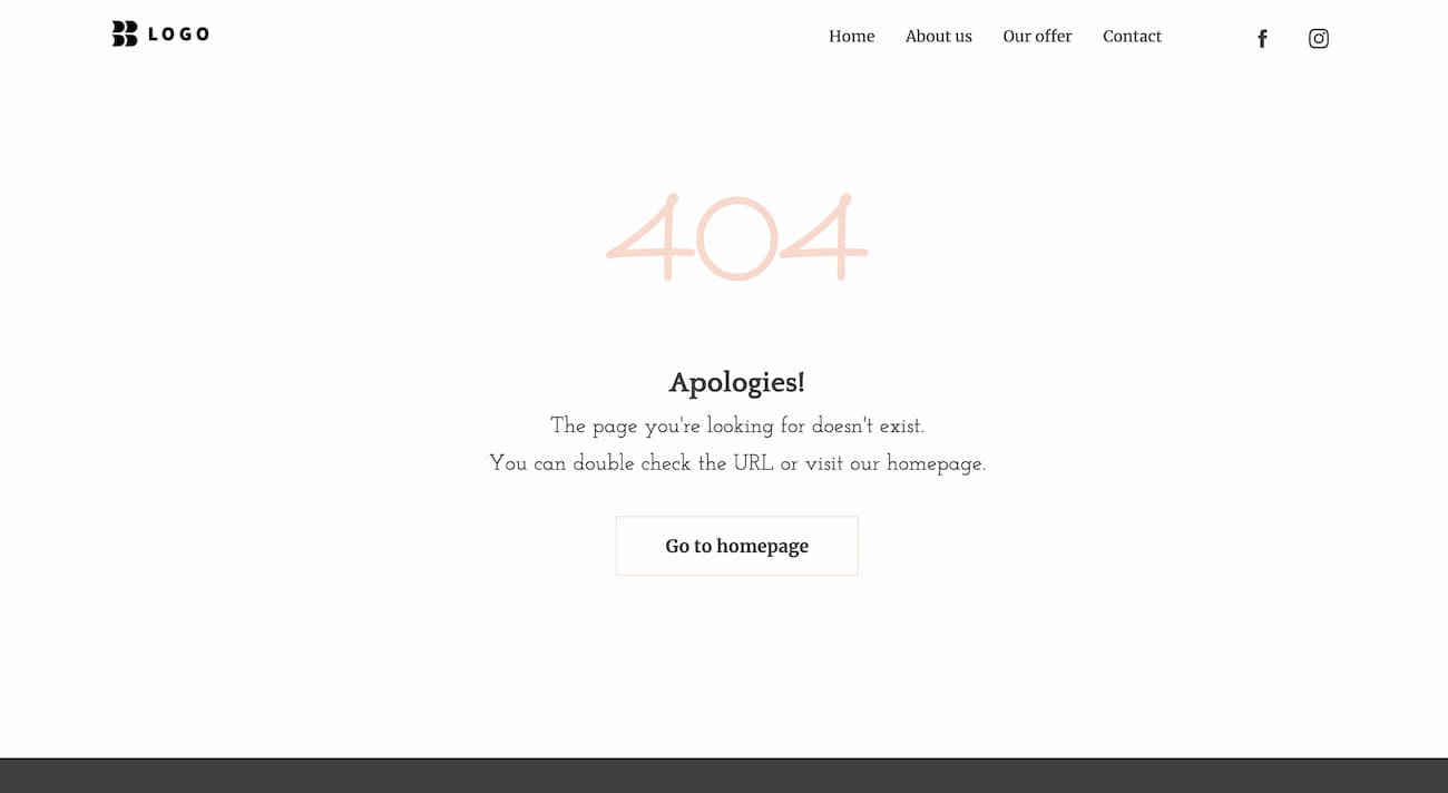 404 page example from one of the GetResponse website templates.
