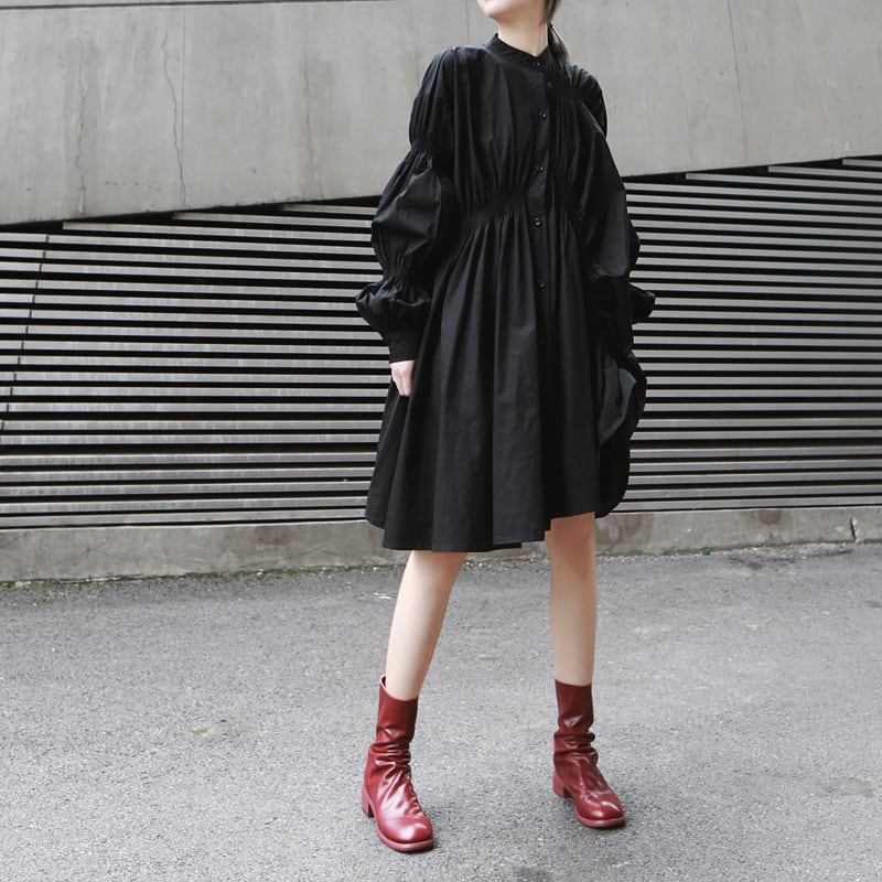 Oversize flared shirt dress <5colors>
