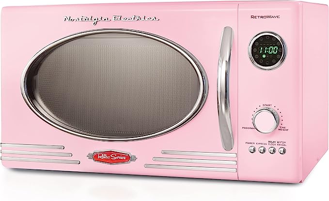 0.9 cu ft pink nostalgia retro microwave